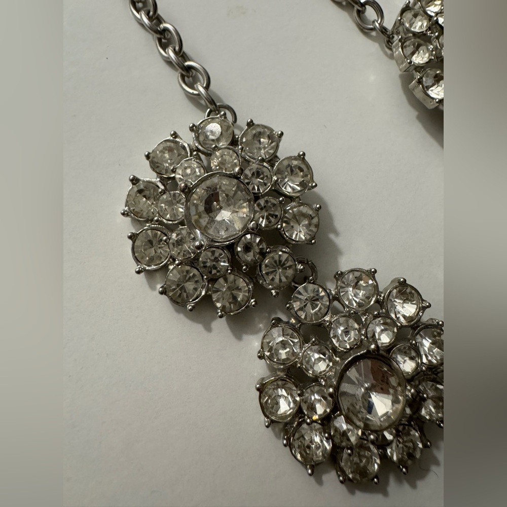 Large Cluster Crystal Rhinestone Statement Bib Ne… - image 4